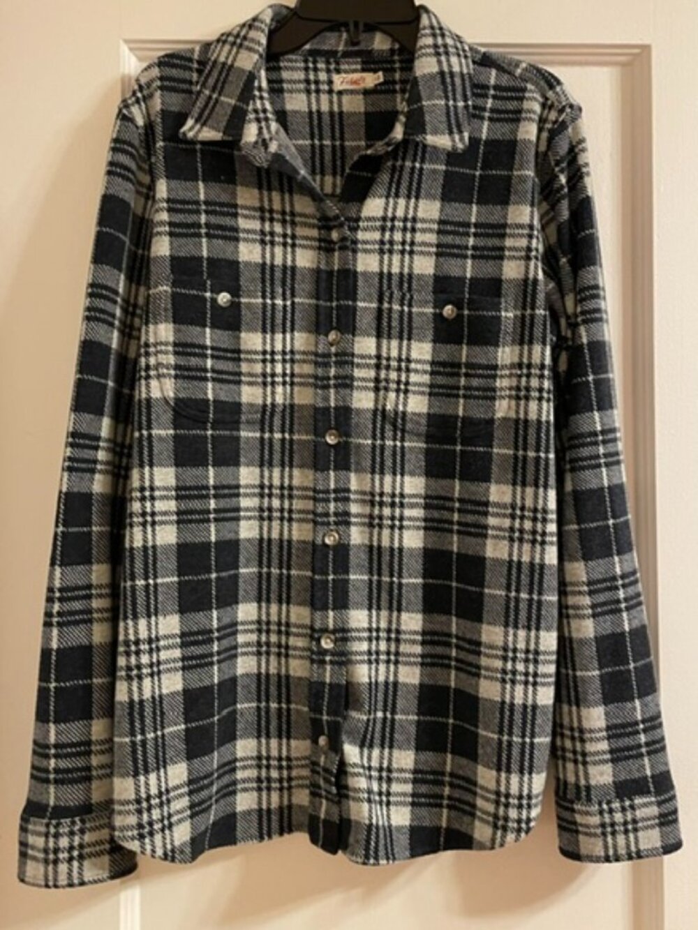 FAHERTY Grey Plaid Flannel Button Down Shirt S